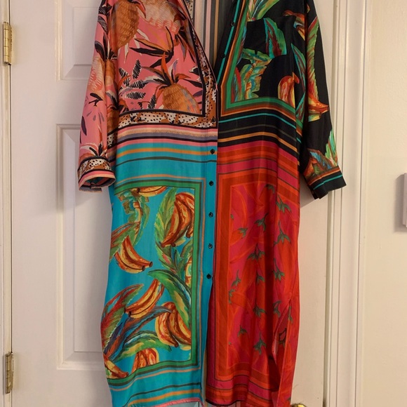 FARM Rio Dresses & Skirts - farm rio scarf silk button down dress